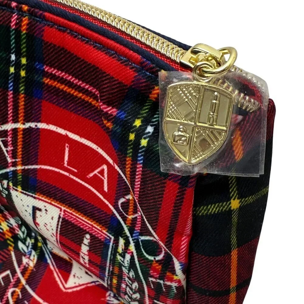 ESTEE LAUDER Preppy Plaid Cosmetic Bag Fabric Zip Pouch NWOT